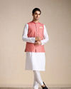 Manyavar Men Rust Red Jacket With Golden Motifs