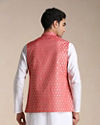 Manyavar Men Rust Red Jacket With Golden Motifs