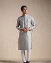 Manyavar Men Silver Grey Jacquard Patterned Kurta Set image number 1