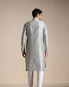 Manyavar Men Silver Grey Jacquard Patterned Kurta Set image number 3