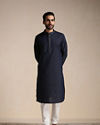 Manyavar Men Dark Indigo Dotted Patterned Kurta Set