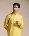 Manyavar Men Daffodil Yellow Dotted Patterned Kurta Set