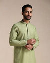 Manyavar Men Green Kurta Pajama With Embroidered Collar