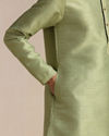 Manyavar Men Olive Green Jacquard Pattern Kurta Set