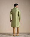 Manyavar Men Olive Green Jacquard Pattern Kurta Set