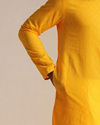 Manyavar Men Orange Cotton Kurta With Embroidered Collar