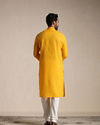 Manyavar Men Orange Cotton Kurta With Embroidered Collar