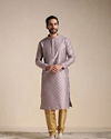 alt message - Manyavar Men Purple Jacquard Kurta Set image number 1