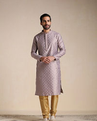 Manyavar Men Purple Jacquard Kurta Set