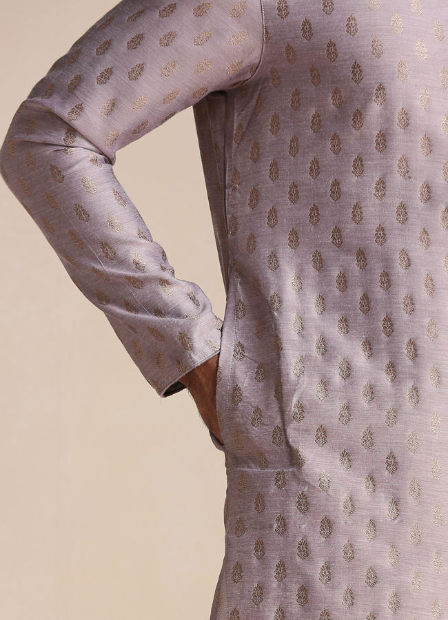 Manyavar Men Purple Jacquard Kurta Set