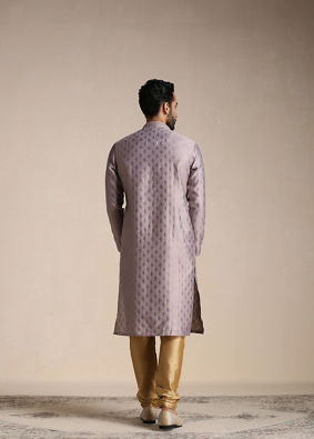 alt message - Manyavar Men Purple Jacquard Kurta Set image number 4