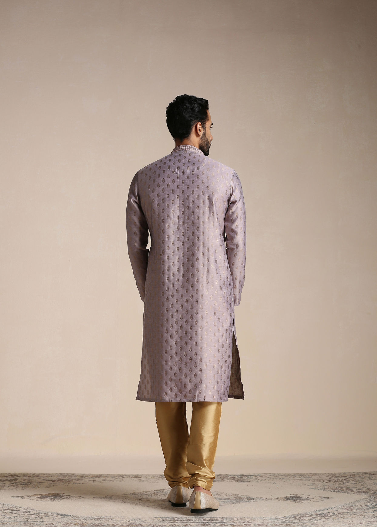 Manyavar Men Purple Jacquard Kurta Set