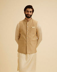 Manyavar Men Classy Fawn Nehru Jacket