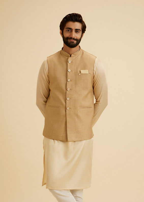 Manyavar Men Classy Fawn Nehru Jacket