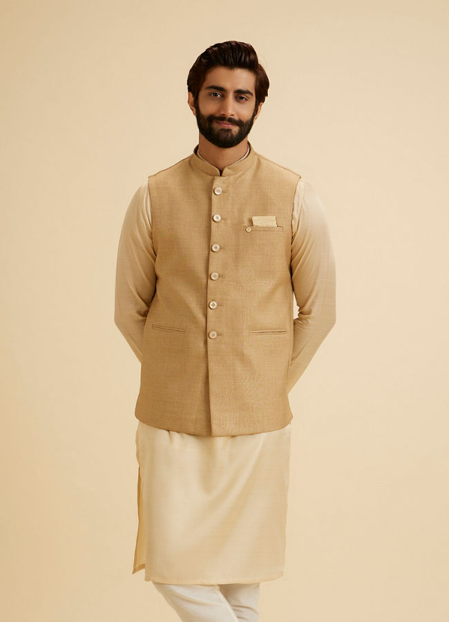 Manyavar Men Classy Fawn Nehru Jacket