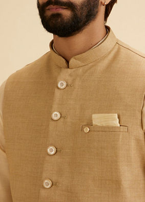 Manyavar Men Classy Fawn Nehru Jacket