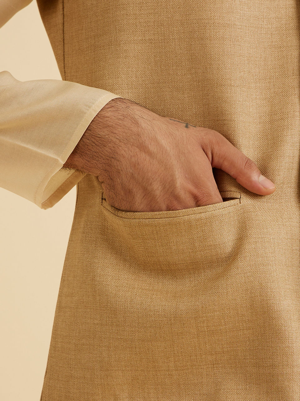 Manyavar Men Classy Fawn Nehru Jacket