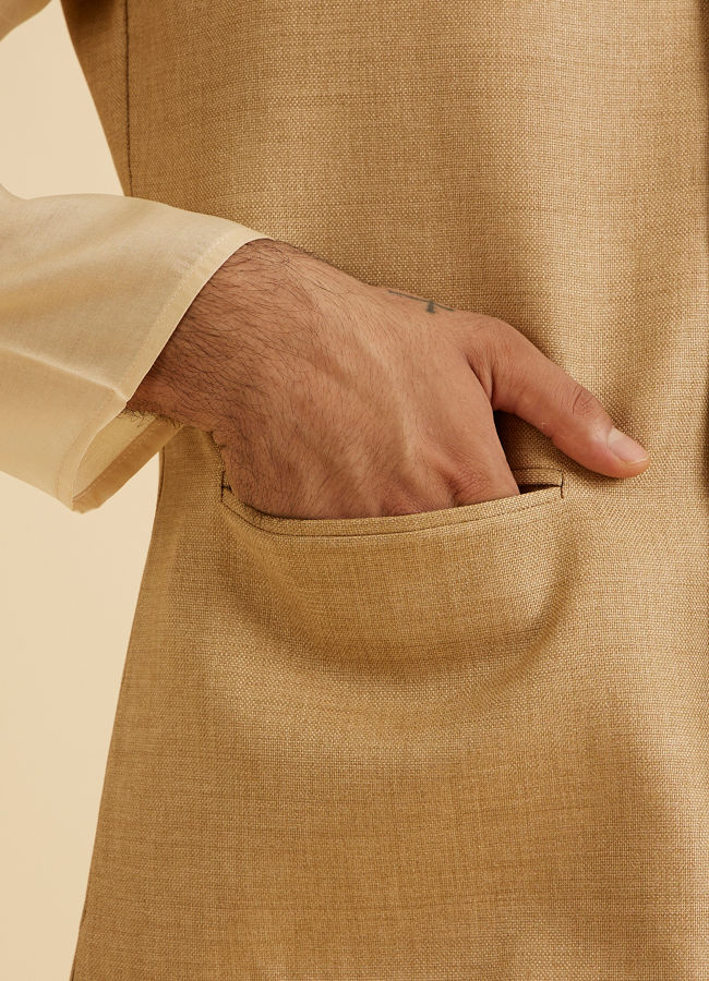 Manyavar Men Classy Fawn Nehru Jacket