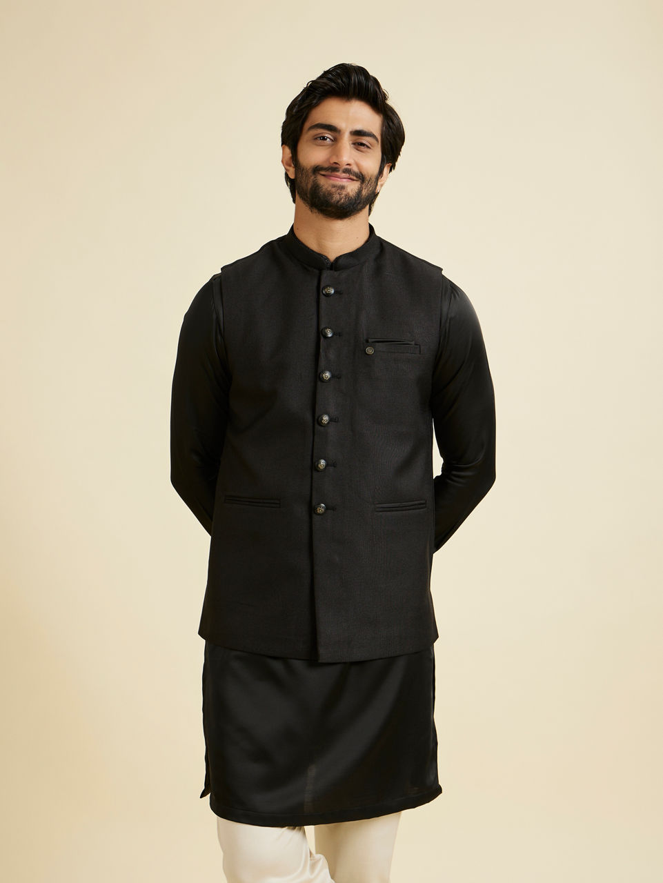 Manyavar Men Black Extravaganza Nehru Jacket