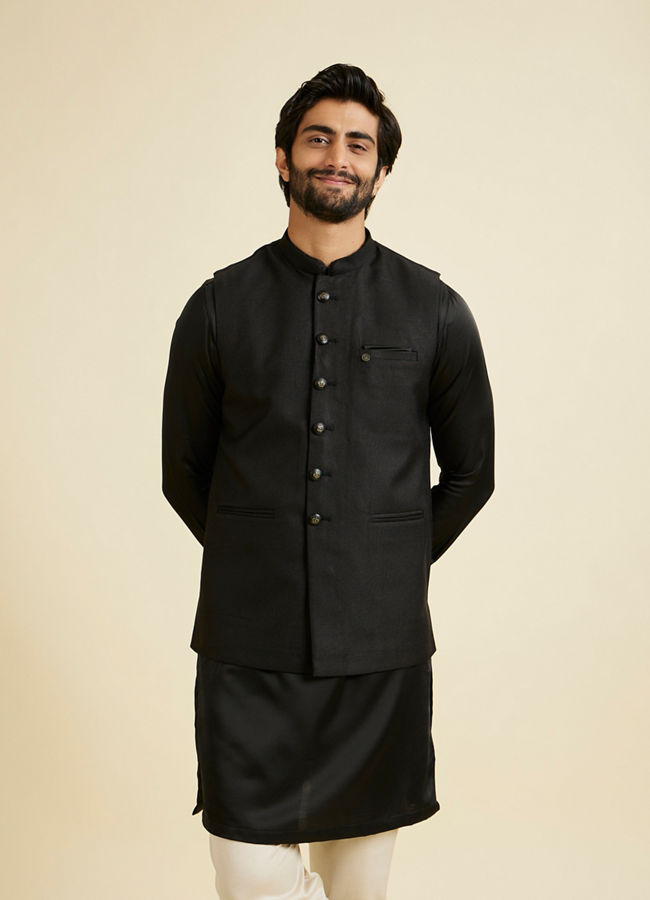 Manyavar Men Black Extravaganza Nehru Jacket