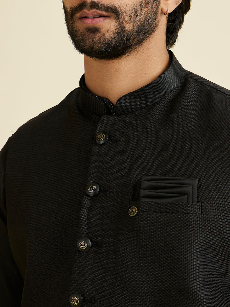 Manyavar Men Black Extravaganza Nehru Jacket