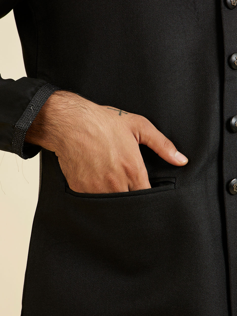 Manyavar Men Black Extravaganza Nehru Jacket