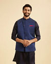 Manyavar Men Elegant Blue Nehru Jacket