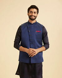 Manyavar Men Elegant Blue Nehru Jacket