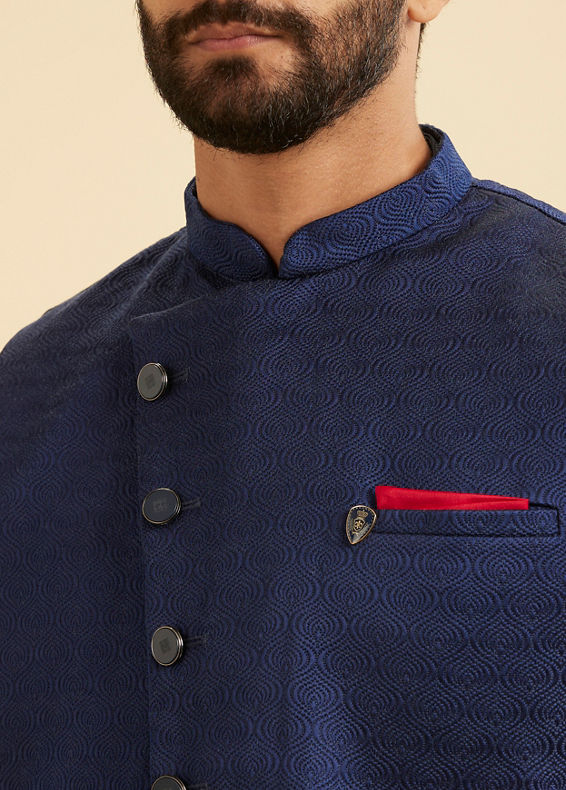Manyavar Men Elegant Blue Nehru Jacket