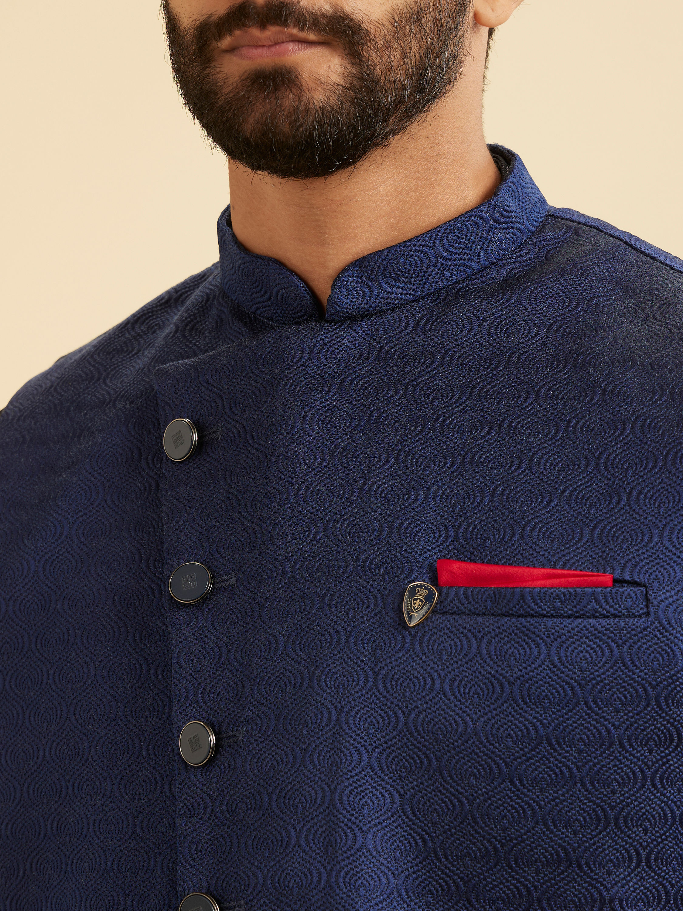 Manyavar Men Elegant Blue Nehru Jacket