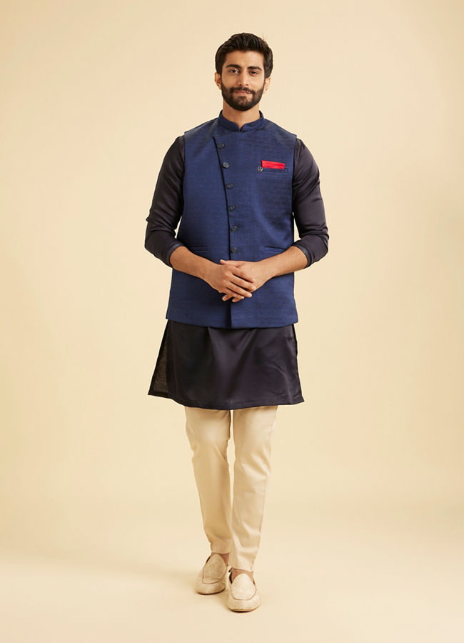 Manyavar Men Elegant Blue Nehru Jacket