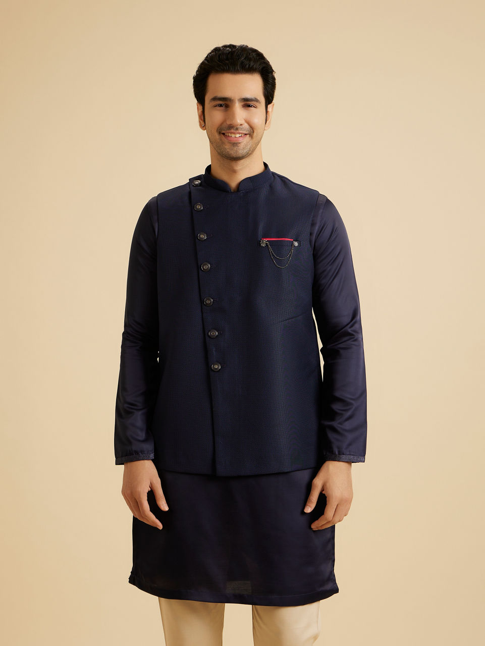 Manyavar Men Royal Blue Elegance Nehru Jacket