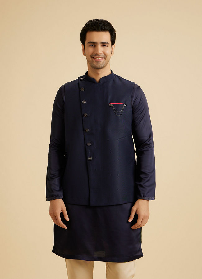 Manyavar Men Royal Blue Elegance Nehru Jacket