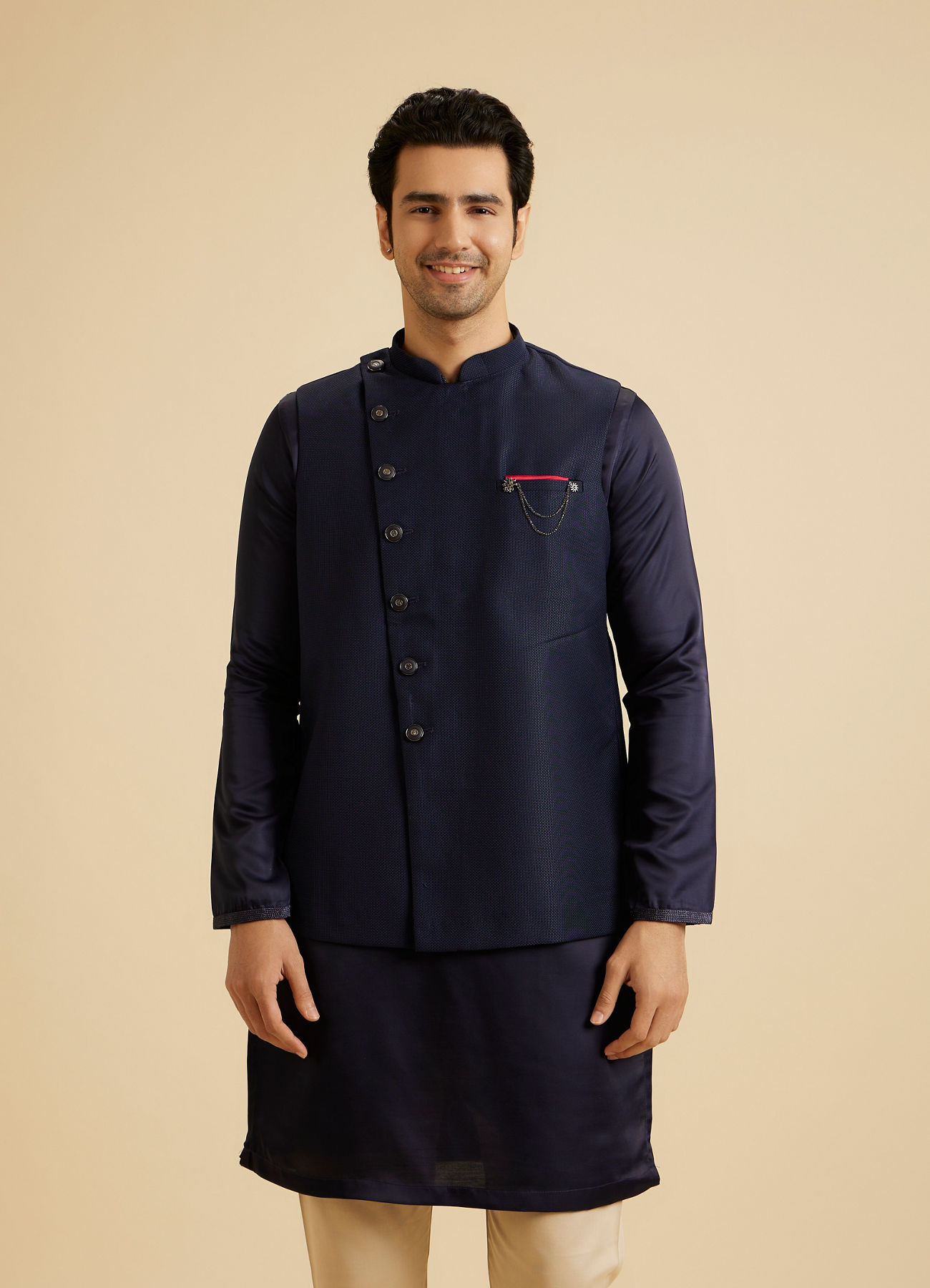 Manyavar Men Royal Blue Elegance Nehru Jacket