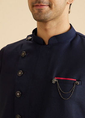 Manyavar Men Royal Blue Elegance Nehru Jacket