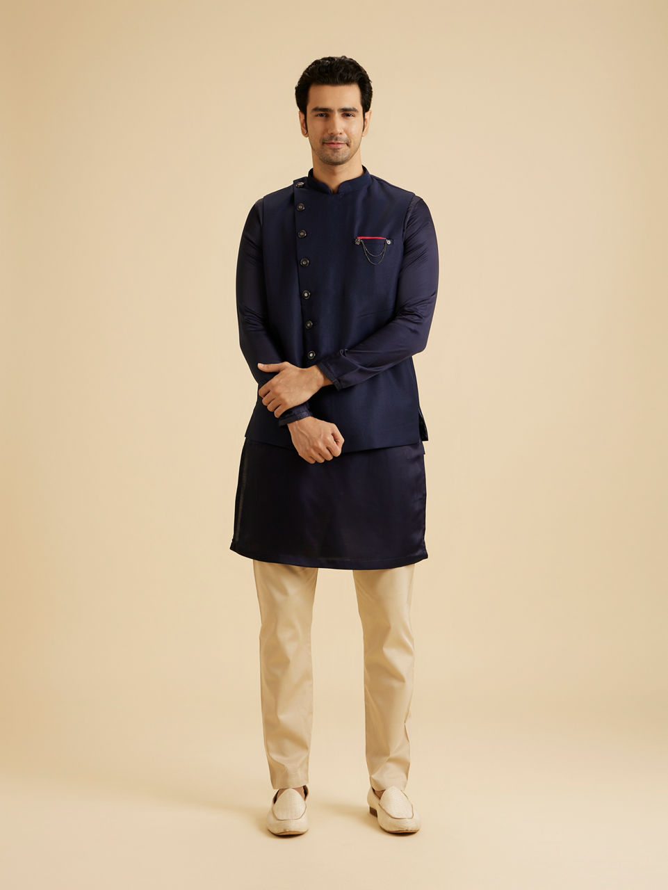 Manyavar Men Royal Blue Elegance Nehru Jacket
