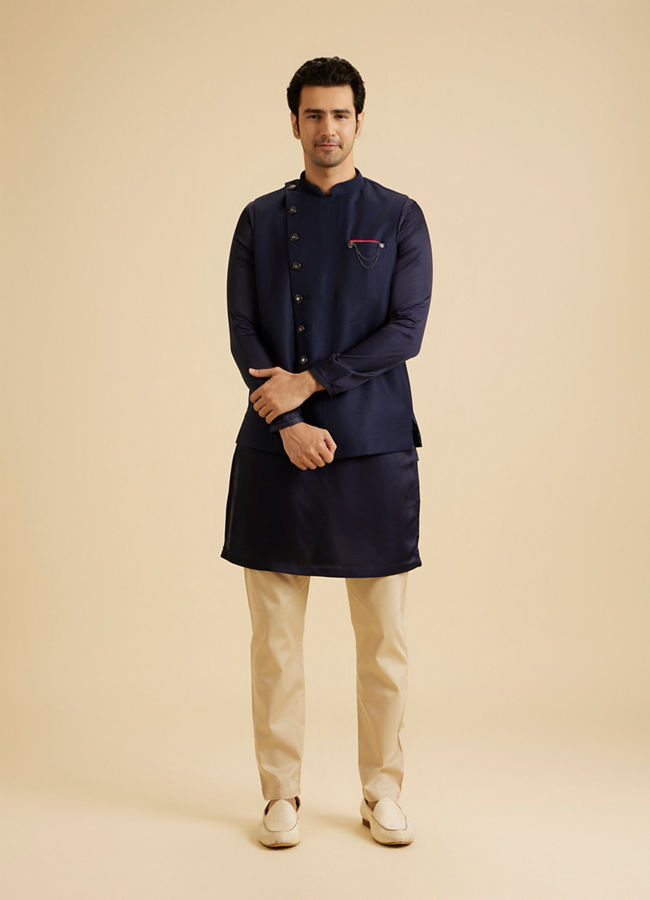 Manyavar Men Royal Blue Elegance Nehru Jacket