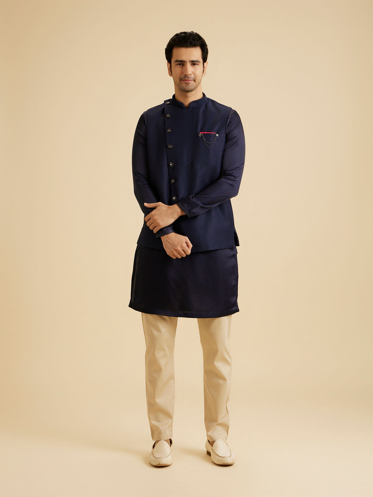 Manyavar Men Royal Blue Elegance Nehru Jacket