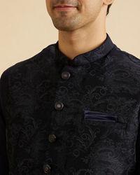Manyavar Men Lustrous Blue Nehru Jacket