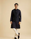 Manyavar Men Lustrous Blue Nehru Jacket