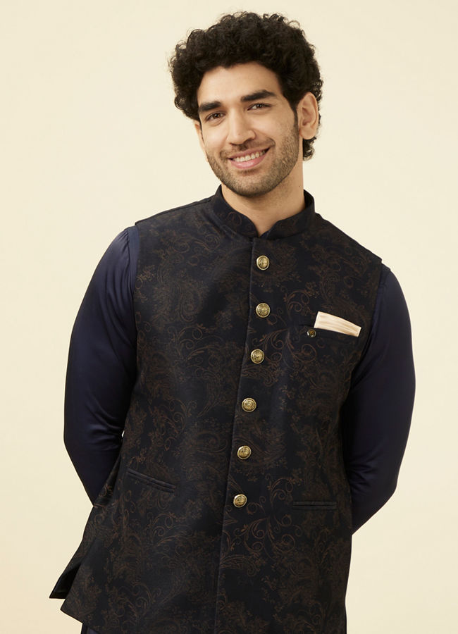 Navy blue nehru suit hotsell