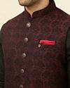 Maroon Self Design Bandhgala Jacket image number 1