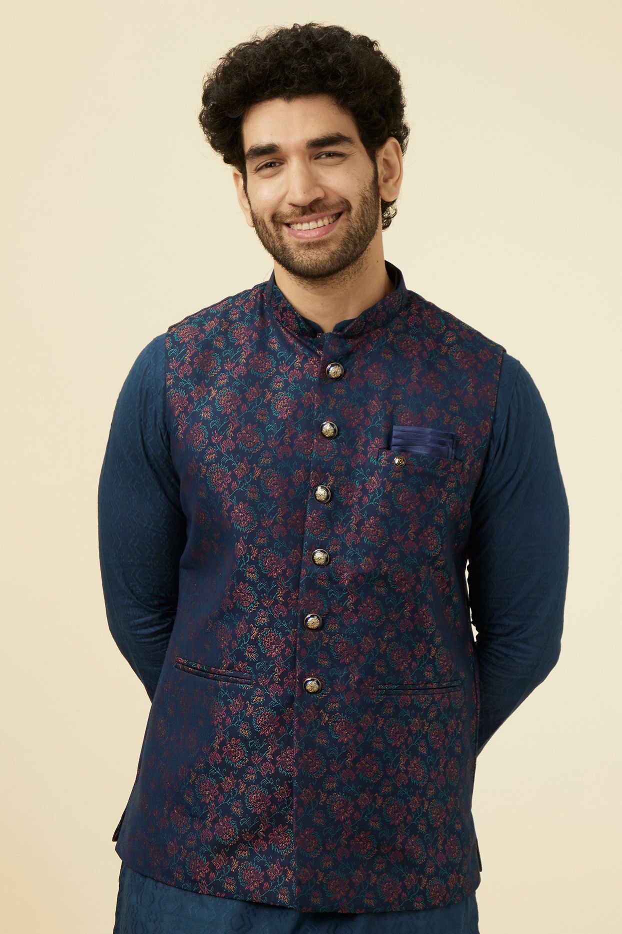 Manyavar hot sale floral jacket