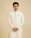 Manyavar Men Cream Colored Nehru Jacket image number 0