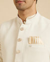 Manyavar Men Cream Colored Nehru Jacket image number 1