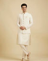 Manyavar Men Cream Colored Nehru Jacket image number 2