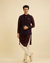 Manyavar Men Dark Purple Classic Plain Nehru Jacket
