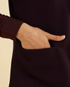 Manyavar Men Dark Purple Classic Plain Nehru Jacket