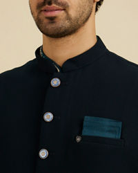 Manyavar Men Teal Green Classic Plain Nehru Jacket