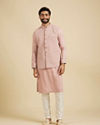 Manyavar Men Dusty Pink Classic Plain Nehru Jacket